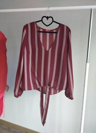 Блуза guess оригинал бордовая цвет марсала в полоску