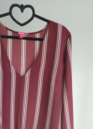 Блуза guess оригинал бордовая цвет марсала в полоску4 фото
