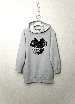 Disney at george толстовка с капюшоном худи серая утеплённая начёс/флис женская 46 48 502 фото