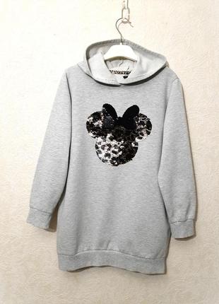 Disney at george толстовка с капюшоном худи серая утеплённая начёс/флис женская 46 48 501 фото