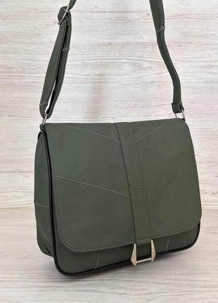 Жіноча сумка зелена натуральна шкіра 108024