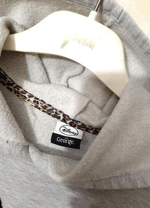 Disney at george толстовка с капюшоном худи серая утеплённая начёс/флис женская 46 48 509 фото