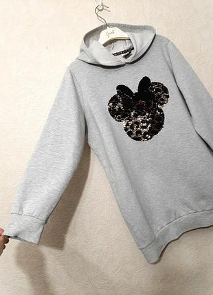 Disney at george толстовка с капюшоном худи серая утеплённая начёс/флис женская 46 48 50