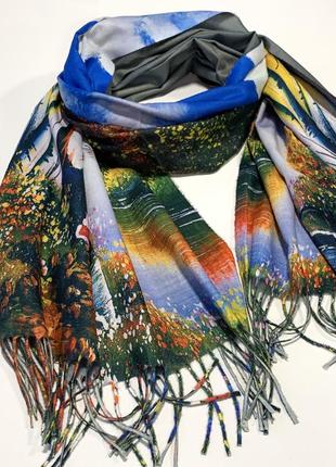 Кашемировый шарф женский в стиле ван гог2 фото