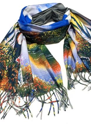 Кашемировый шарф женский в стиле ван гог6 фото