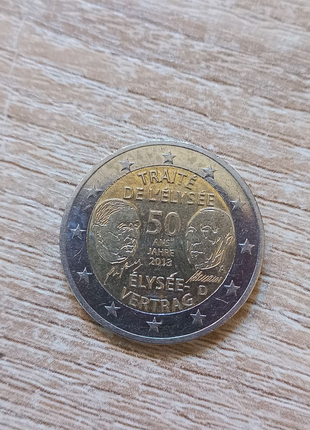 Монета франції 2 євро 2013 р. "50 років франко-німецького договор