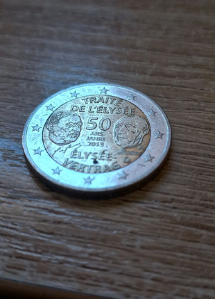 Монета франції 2 євро 2013 р. "50 років франко-німецького договор4 фото