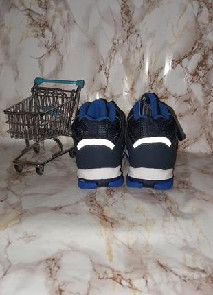 Темно-синие деми ботинки кроссовки на двойных липучках4 фото