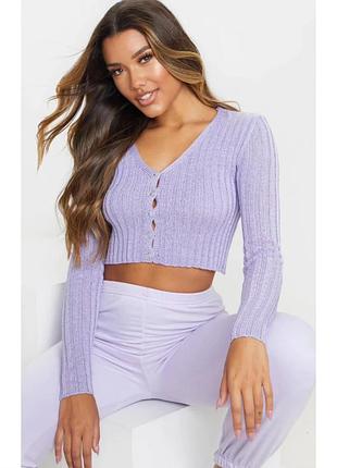 Трендовий в'язаний бузковий💜 вкорочений кардиган/джемпр/кофта/топ від plt, на р. s/m 💔