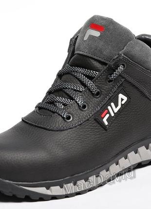 Зимние кожаные  кроссовки на меху fila tech motion2 фото