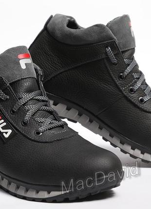 Зимние кожаные  кроссовки на меху fila tech motion5 фото