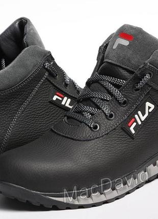 Зимние кожаные  кроссовки на меху fila tech motion7 фото