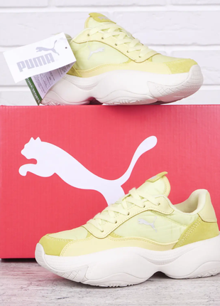 Кросівки жіночі puma на платформі замш та текстиль жовті в'єтнам4 фото