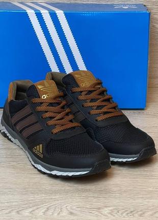 Кросівки літні сітка adidas колір чорний, коричневий