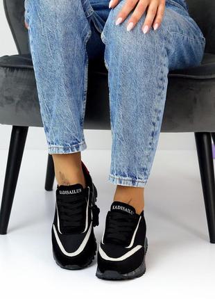 Жіночі кросівки із натуральної замші із текстильною сіткою10 фото