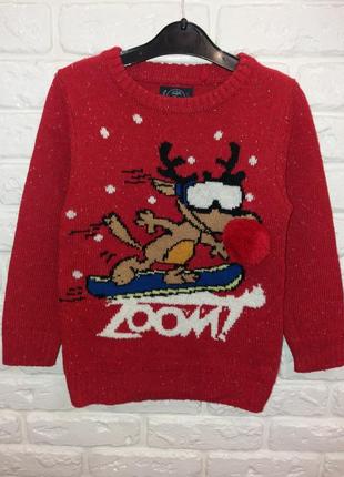 Новогодний рождественский свитер с оленем некст1 фото