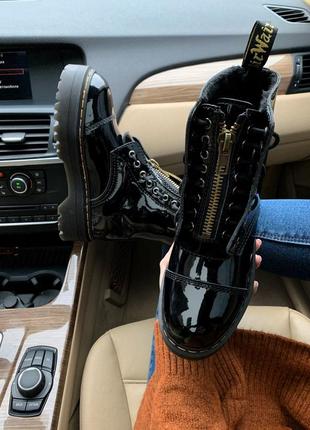 Ботинки на меху dr. martens jadon patent black fur черевики зимник9 фото