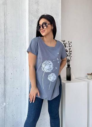 Туника-футболка лето батальная свободного кроя с коротким рукавом большие размеры 50-52, 54-56, 58-60