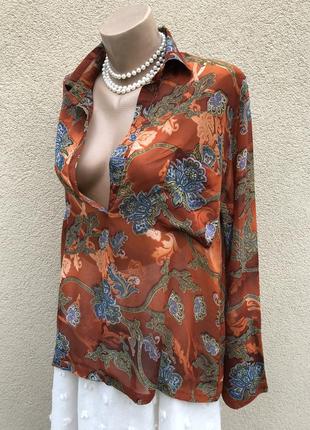 Шелковая блуза,рубашка в принт,этно бохо стиль,norya ayron,премиум бренд4 фото