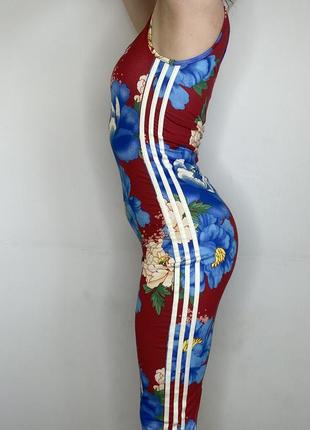 Силуетна сукня міді по фігурі у квітковий принт adidas2 фото