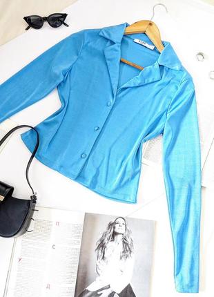 Актуальная блуза/рубашка/блузка/рубашка красивого цвета💙от na-kd, на р. xs/s 💔9 фото