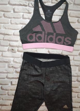 Костюм Adidas топ лосини жіночі капрі комплект для спорту3 фото