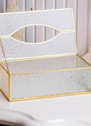 Салфетница золотая кристаллы стекло и метал 25,5×7,5×12,52 фото