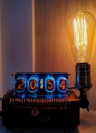 Nixie clock. ламповий годинник-лампа у стилі loft