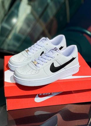 Кросівки nike air force white black strip2 фото