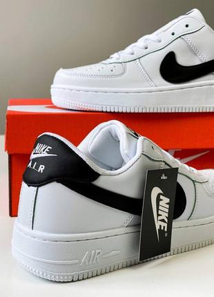 Кросівки nike air force white black strip3 фото