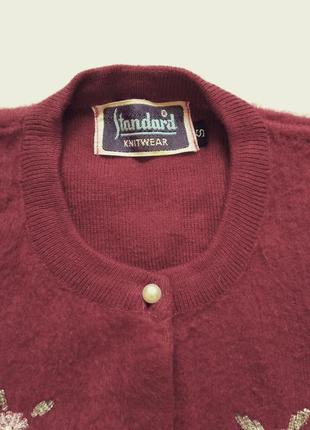 Кофточка бордового кольору, розшита бісером standard knitwear5 фото