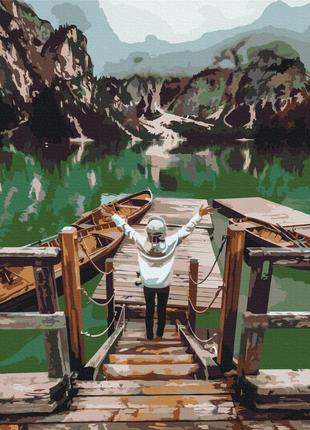 Картина по номерам путешественница на озере брайес