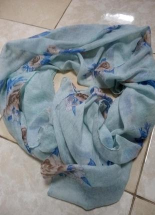 Розпродаж! блакитний шарф квітковий принт 84*170 см