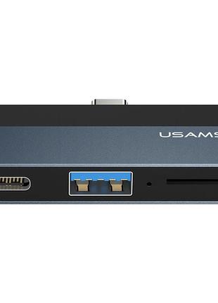 Переходник hub usams us-sj491 type-c mini hub (type-c + usb + micro sd)