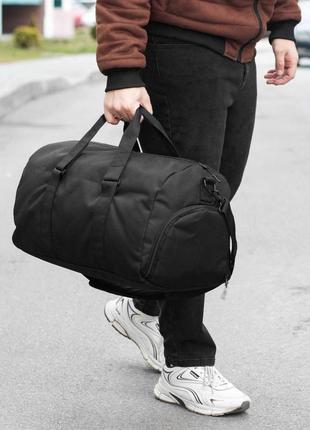 Дорожная спортивная сумка с отделом для обуви черная тканевая для тренировок вместительная на 31 л5 фото