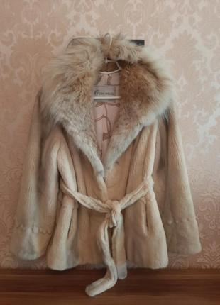 Норковая шуба с мехом риси