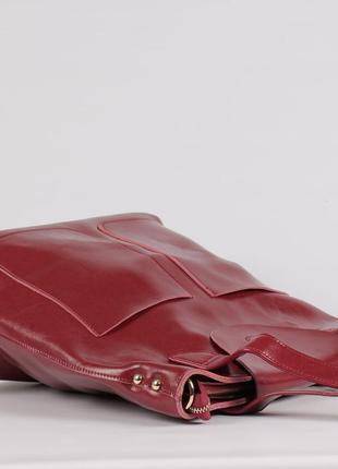 Качественная кожаная сумка на плечо для формата а4 бордовая3 фото