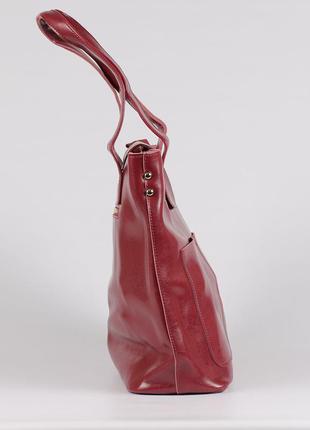 Качественная кожаная сумка на плечо для формата а4 бордовая2 фото