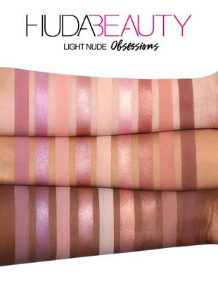 Палетка теней huda beauty light nude obsessions eyeshadow palette 9 цветов4 фото