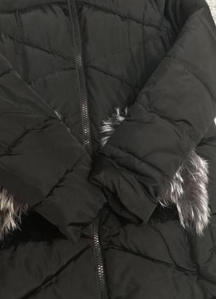 Black чёрное пальто пуховик куртка с глубоким капюшоном3 фото