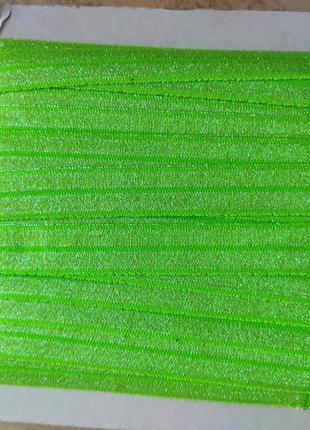 Бейка гумка (стрічка стрейч) салатовий хамелеон 1,5 см1 фото