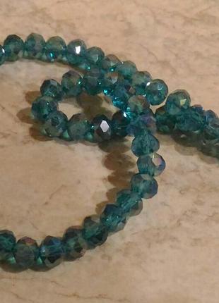 Бусина рондель граненное стекло 6 мм, цвет морская волна хамелеон