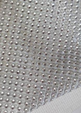 Шина из страз белая с серебром ширина 11,5 см, длина 50 см