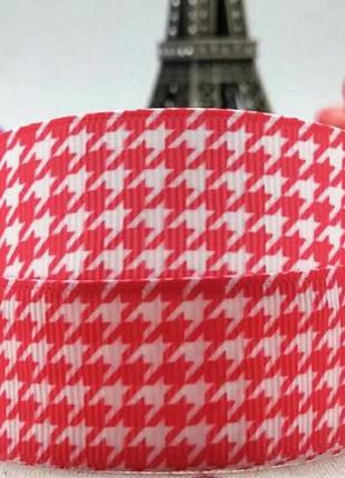 Лента репсовая гусиная лапка красная шириной 2,5 см