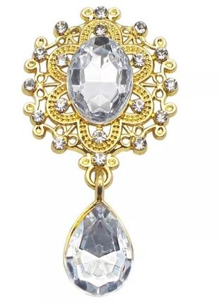 Камень с подвеской в ажурной золотистой оправе серебро 2,6*4,6 см