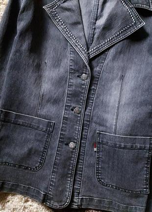Базовый джинсовый кардиган с отложным воротником/накладными карманами casual benson.6 фото