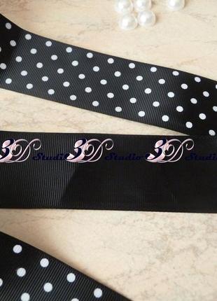 Лента репсовая в горох цвет № 39 черный шириной 4 см