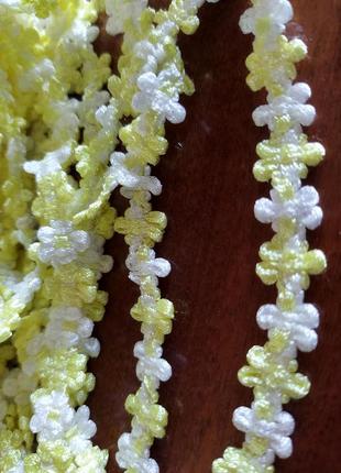 Тасьма квіткова світло-жовта з білим ширина 13 мм