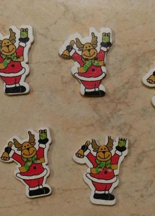 Деревянная декоративная пуговица олень с подарком 1 шт