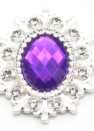 Камень в серебристой оправе 2,4*2,8 см фиолетовый